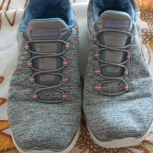 Skechers Gray and Blue Athletic Shoes
